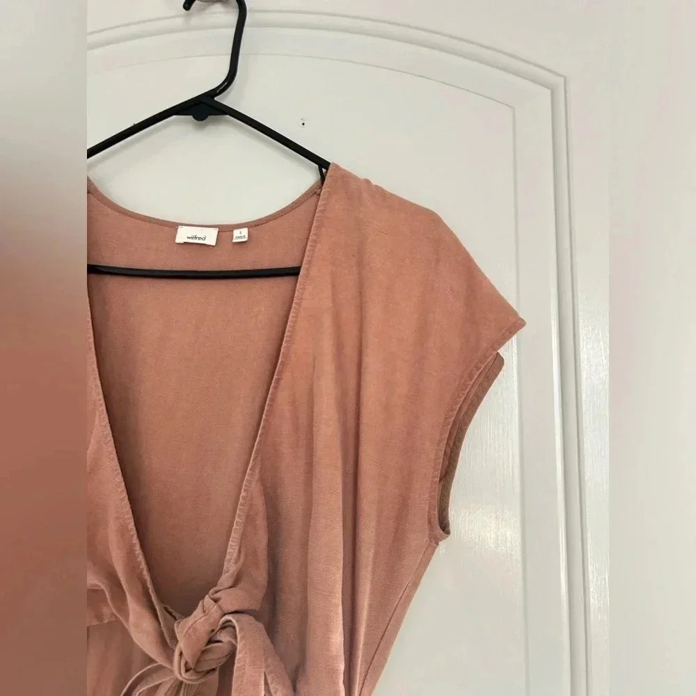 Aritzia Wilfred Linen Blend Wide Leg Jumpsuit size 2 beach boho vacation flowy